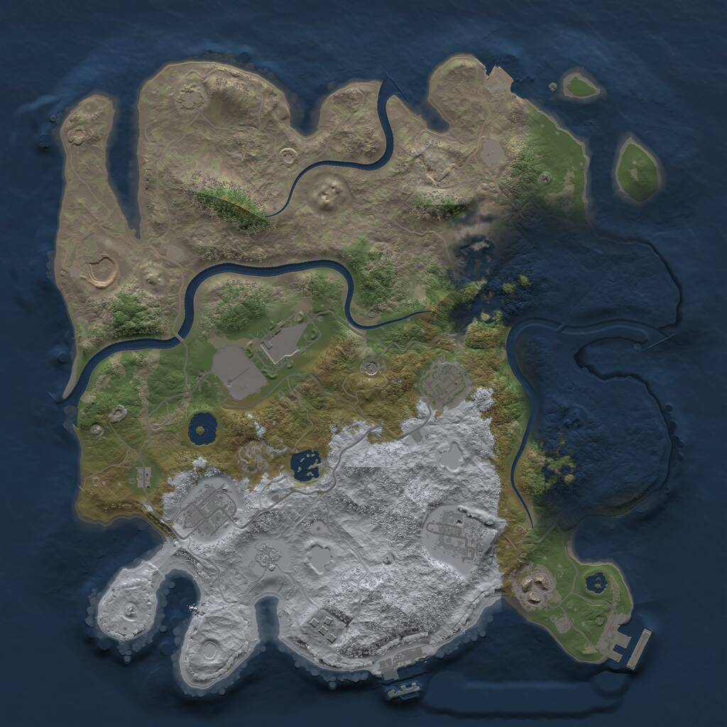 Rust Map: Procedural Map, Size: 3500, Seed: 994607480, 15 Monuments