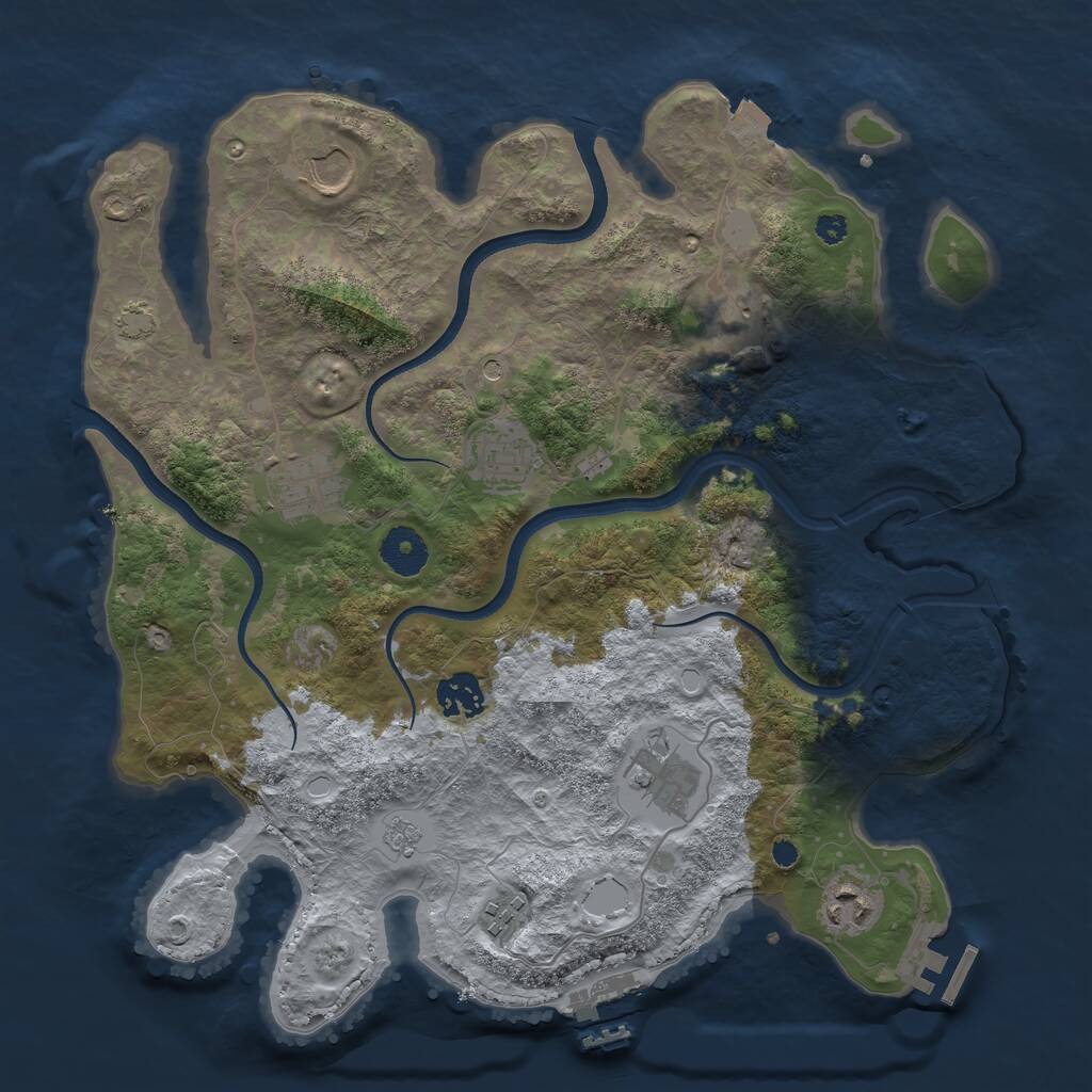 Rust Map: Procedural Map, Size: 3500, Seed: 994607480, 14 Monuments