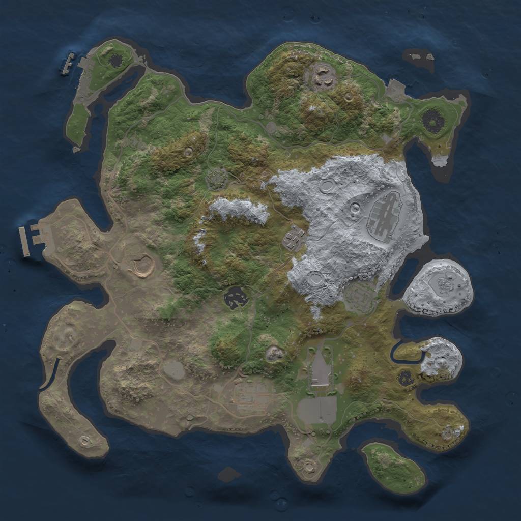 Rust Map: Procedural Map, Size: 3500, Seed: 1909656195, 15 Monuments