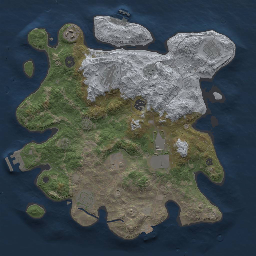 Rust Map: Procedural Map, Size: 3500, Seed: 48875258, 16 Monuments