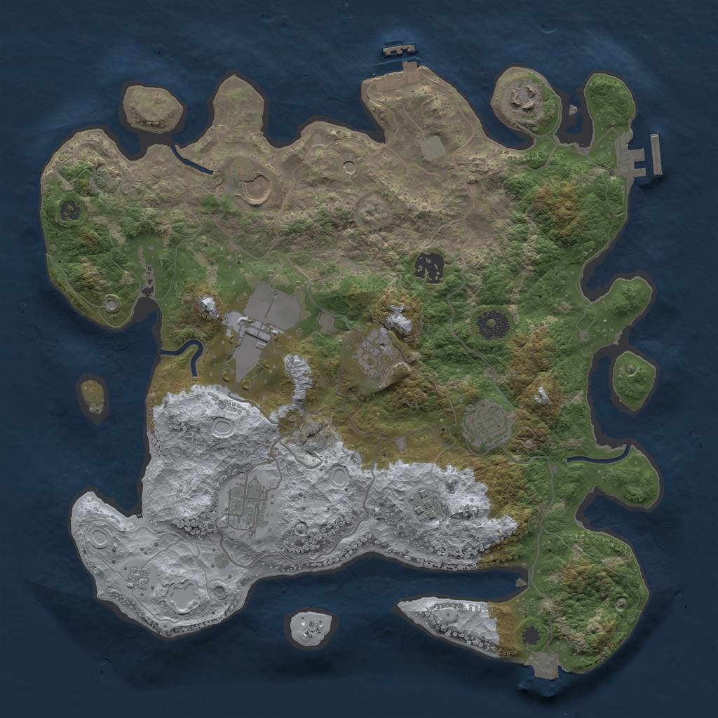 Rust Map: Procedural Map, Size: 3500, Seed: 1780678406, 16 Monuments