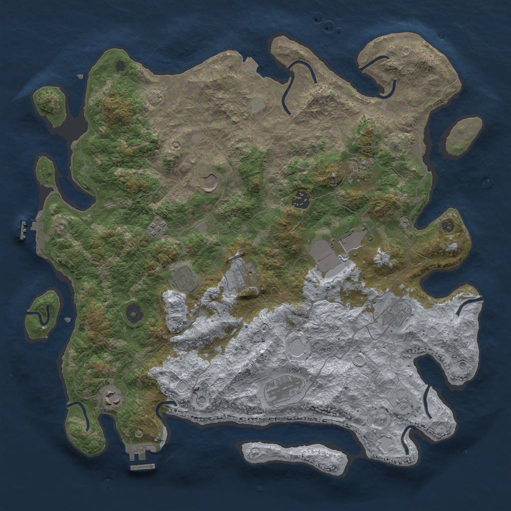 Rust Map: Procedural Map, Size: 4200, Seed: 1170266945, 18 Monuments