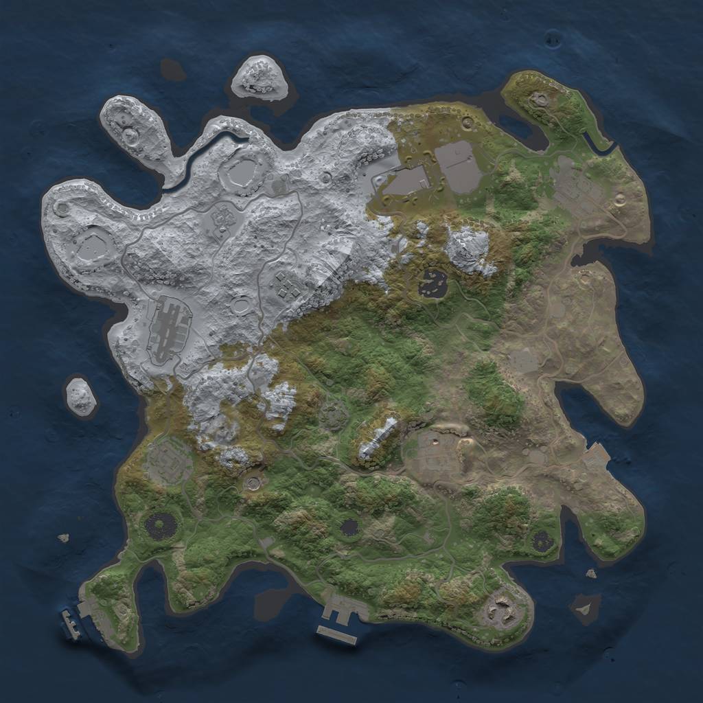 Rust Map: Procedural Map, Size: 3500, Seed: 448466840, 16 Monuments