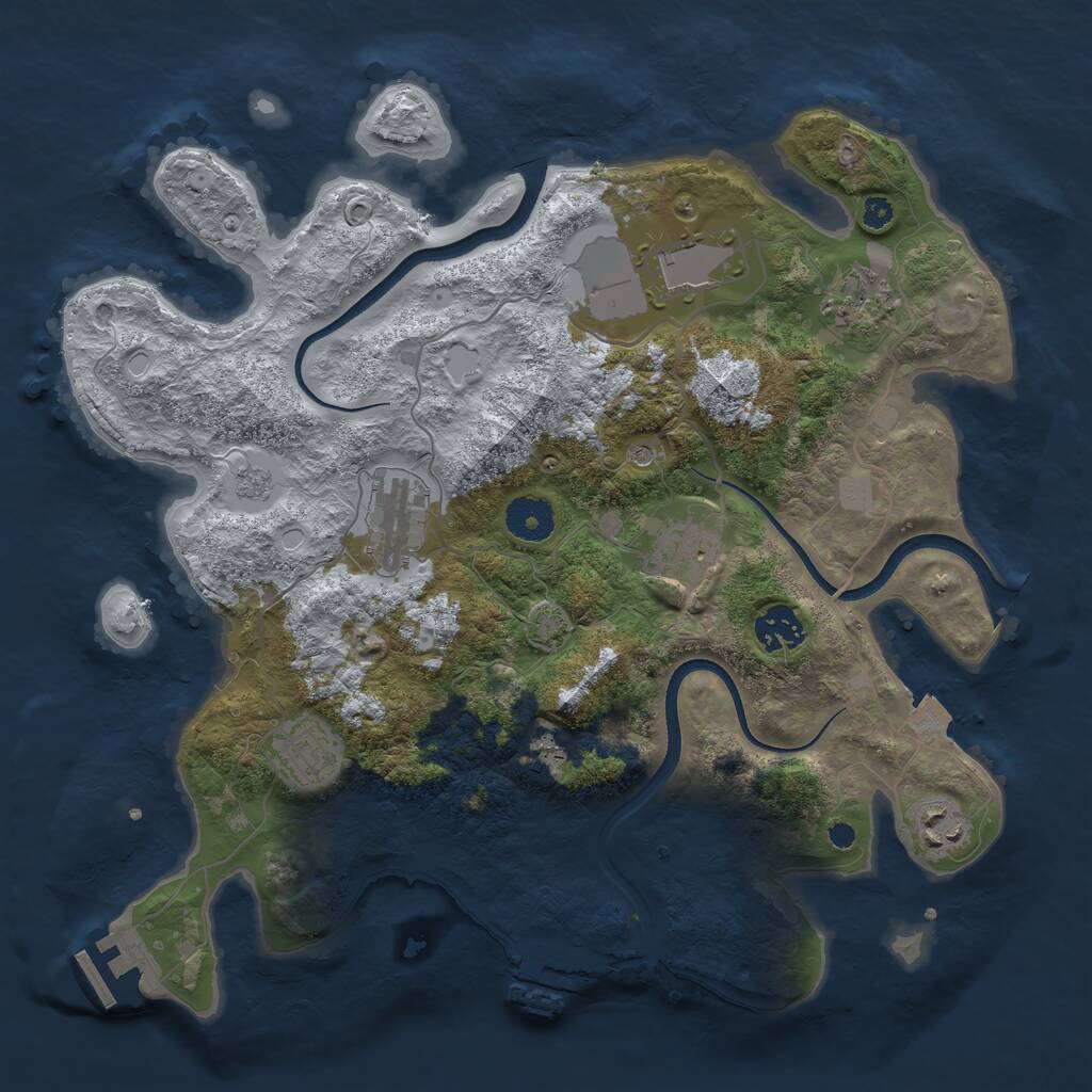 Rust Map: Procedural Map, Size: 3500, Seed: 448466840, 14 Monuments