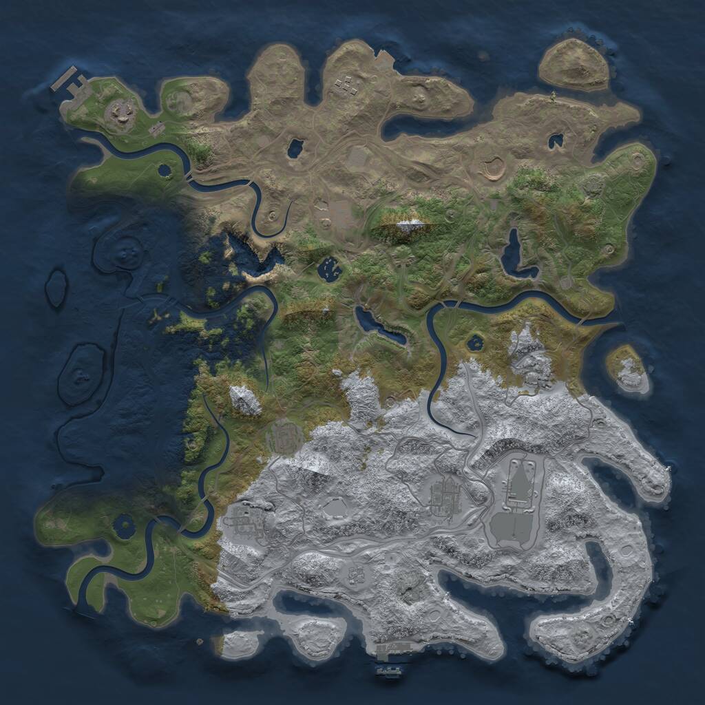 Rust Map: Procedural Map, Size: 4500, Seed: 1759634471, 16 Monuments