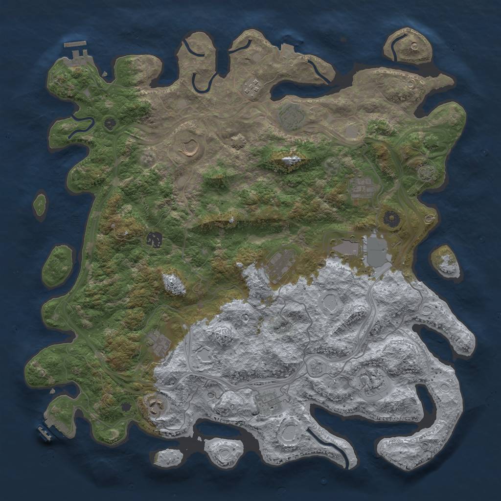 Rust Map: Procedural Map, Size: 4500, Seed: 1759634471, 19 Monuments