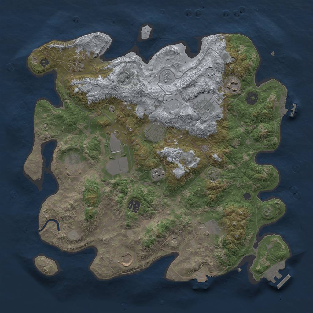 Rust Map: Procedural Map, Size: 3700, Seed: 1096791786, 18 Monuments