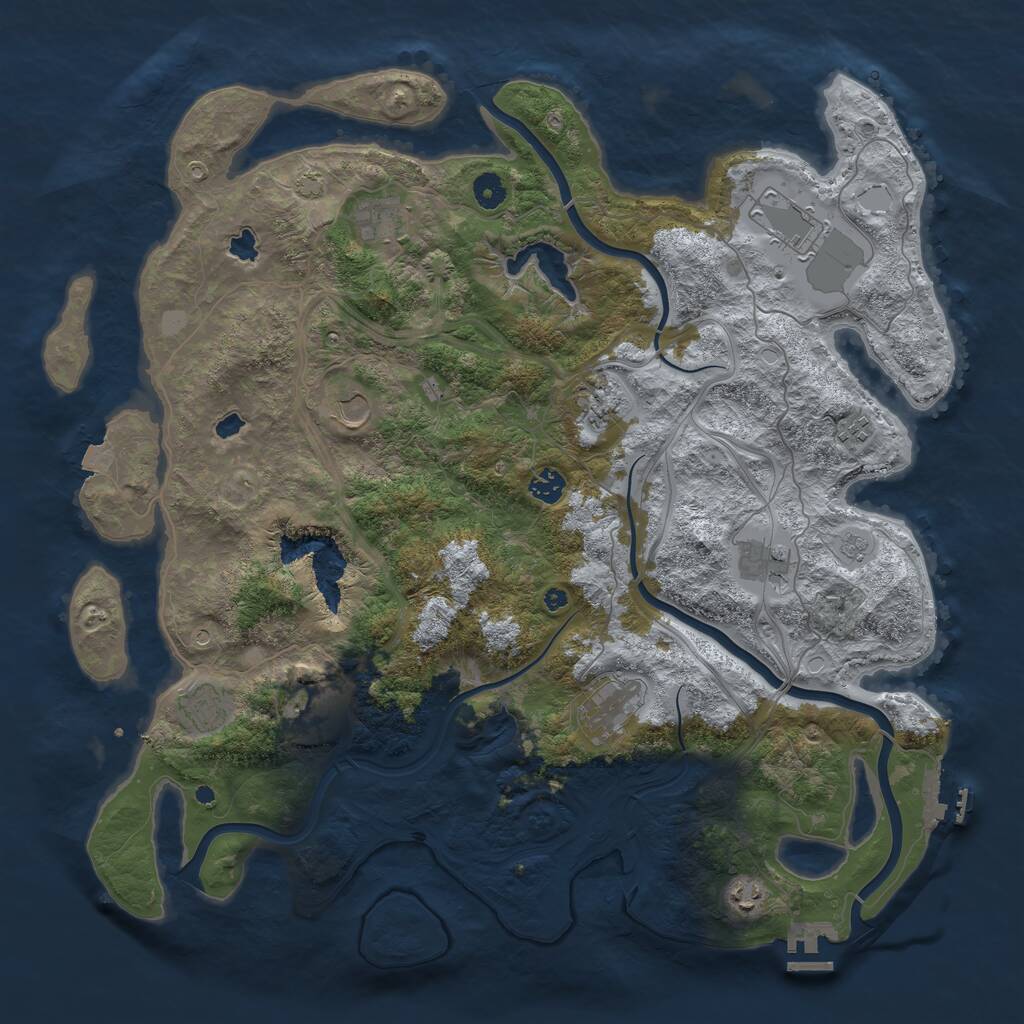 Rust Map: Procedural Map, Size: 4500, Seed: 5368042, 17 Monuments