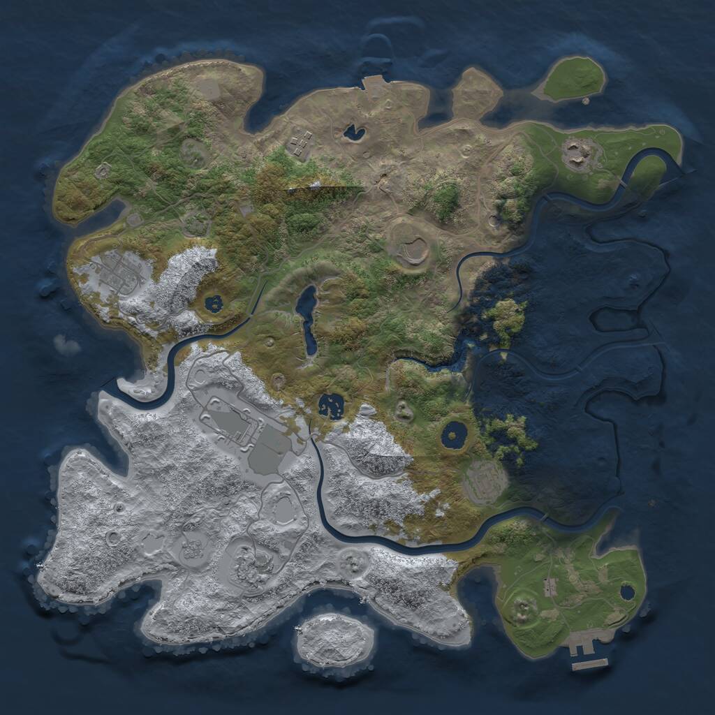Rust Map: Procedural Map, Size: 4000, Seed: 1539085227, 13 Monuments