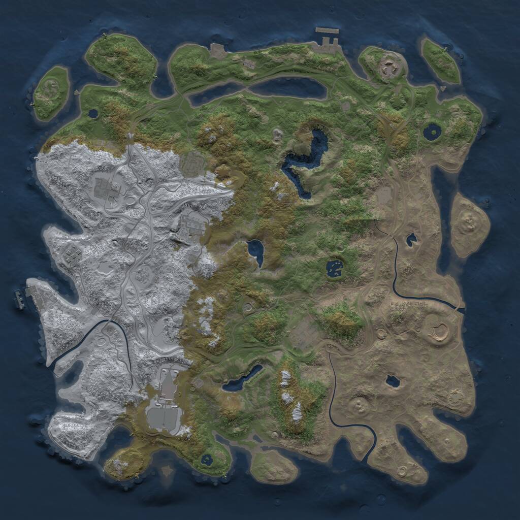 Rust Map: Procedural Map, Size: 4500, Seed: 696798, 16 Monuments