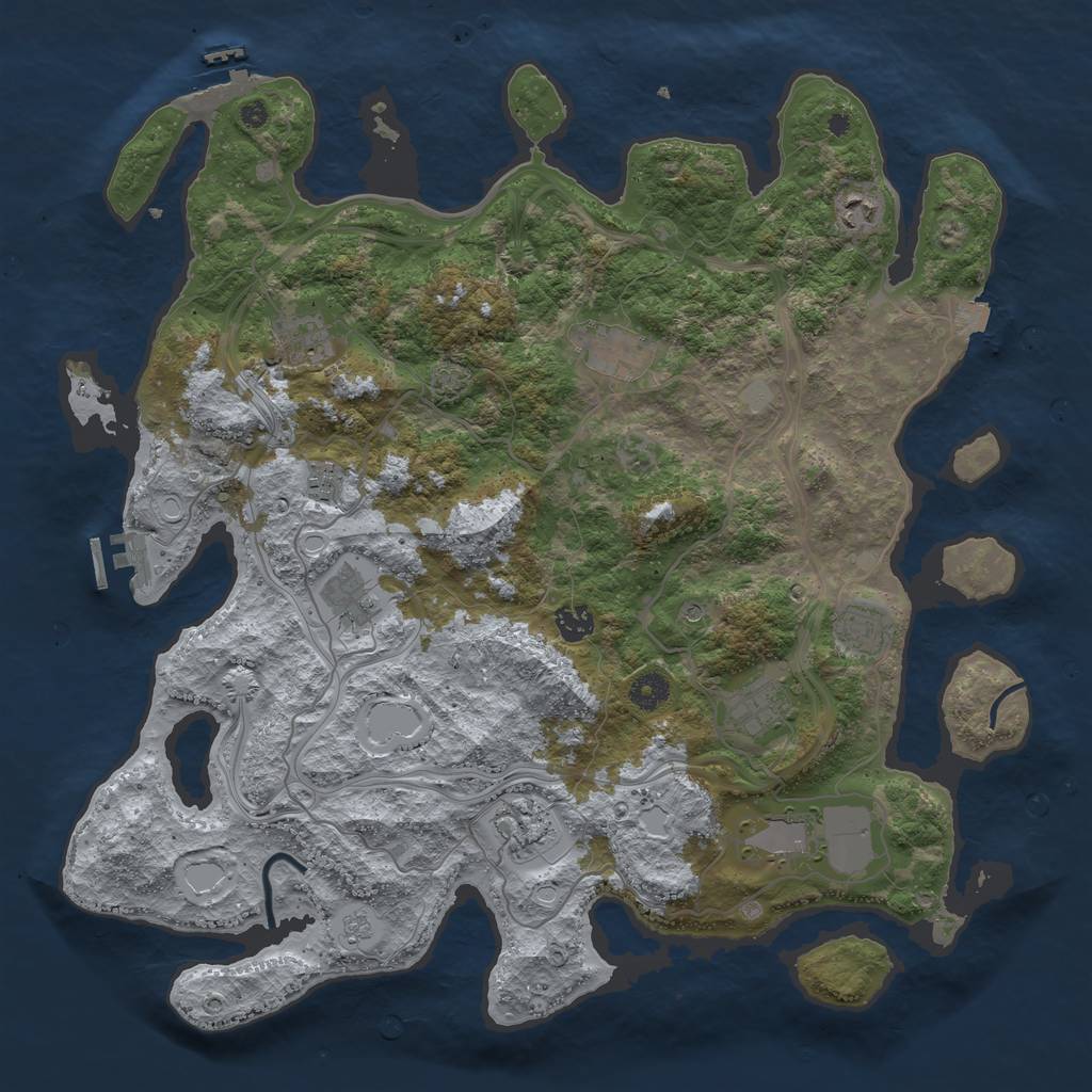 Rust Map: Procedural Map, Size: 4250, Seed: 2012510707, 18 Monuments