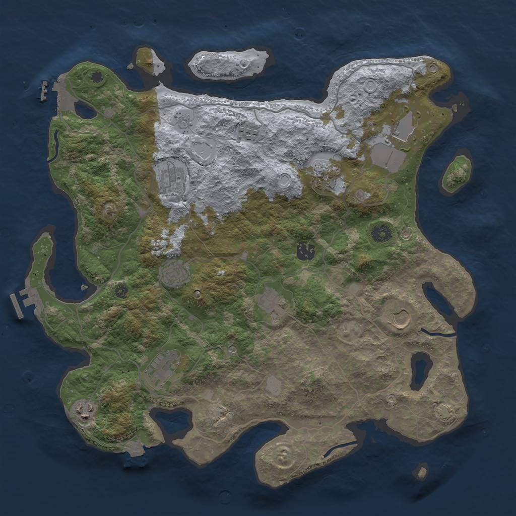 Rust Map: Procedural Map, Size: 4000, Seed: 1853687789, 18 Monuments