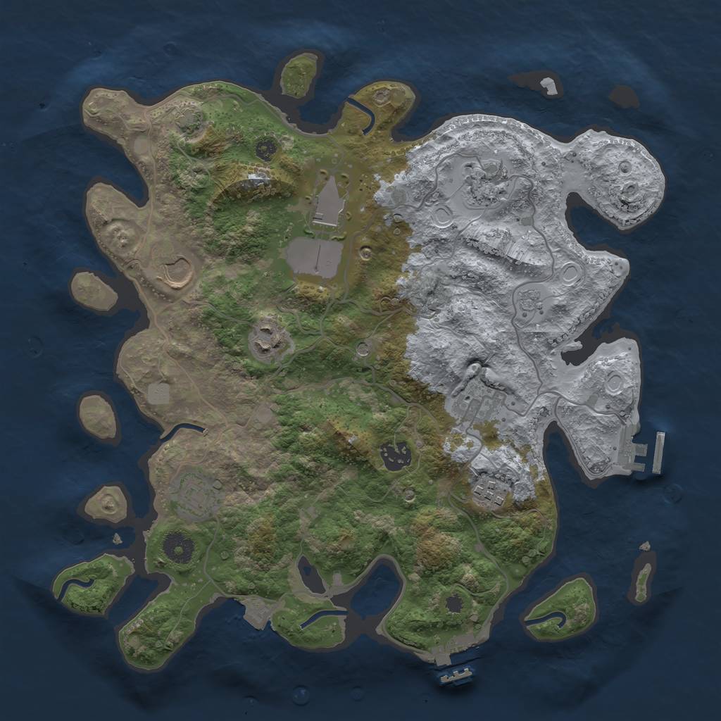 Rust Map: Procedural Map, Size: 3500, Seed: 1874913130, 16 Monuments
