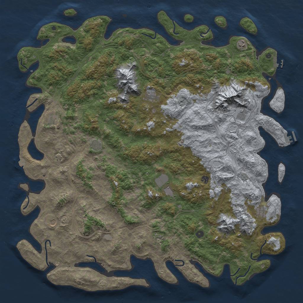 Rust Map: Procedural Map, Size: 6000, Seed: 1864022810, 19 Monuments