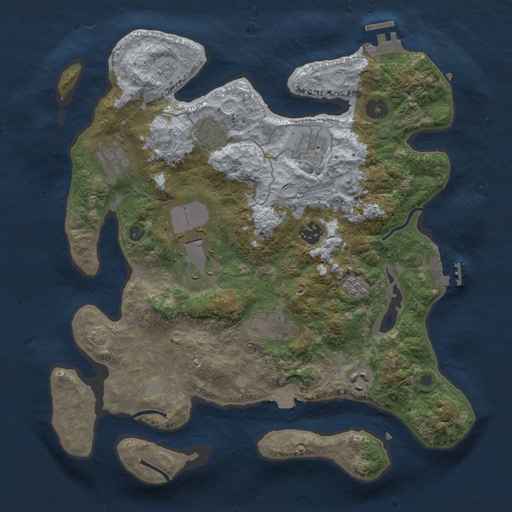 Rust Map: Procedural Map, Size: 3500, Seed: 137565305, 16 Monuments