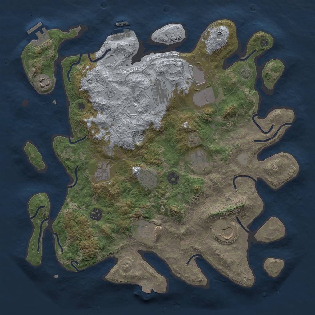 Rust Map: Procedural Map, Size: 3800, Seed: 12333432, 17 Monuments