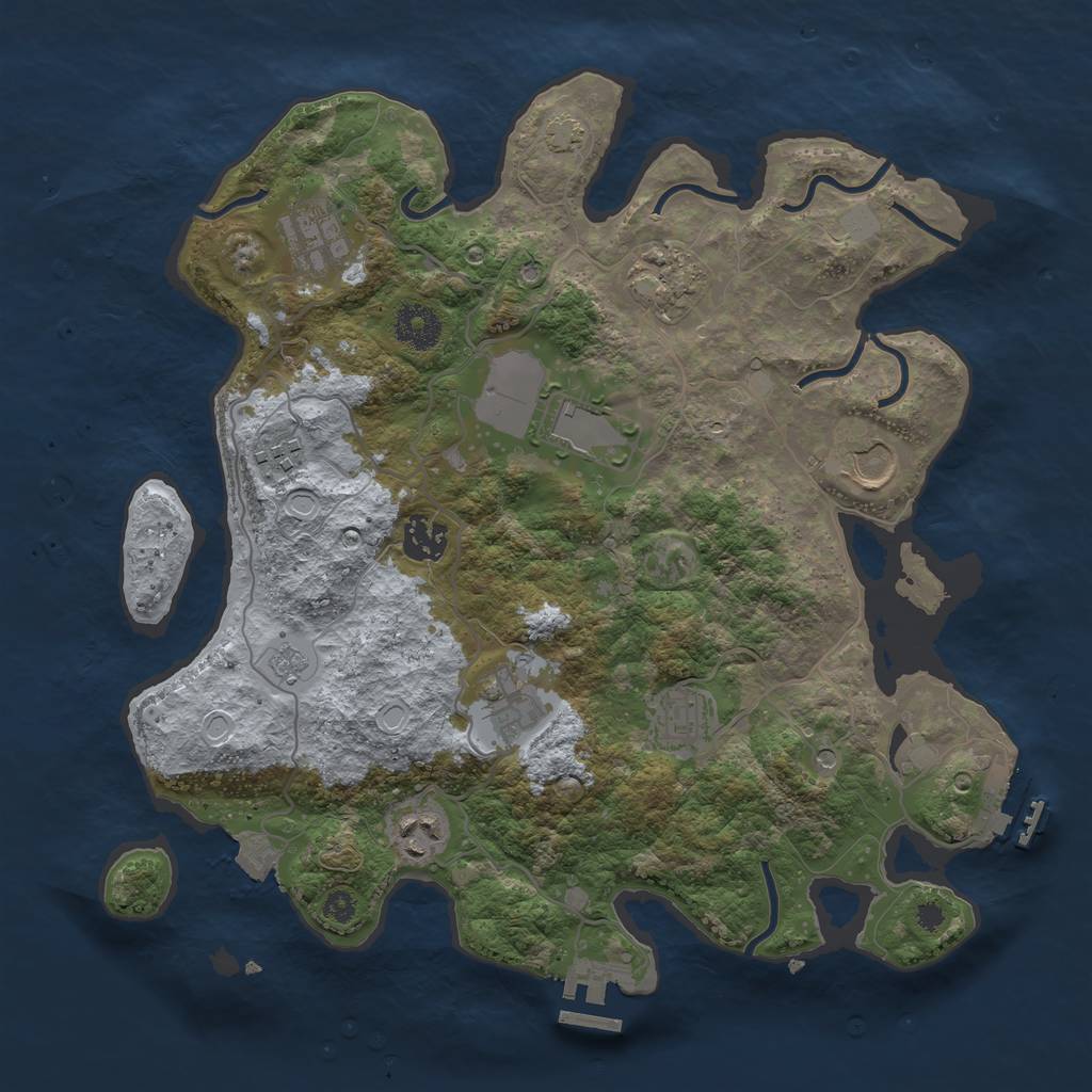 Rust Map: Procedural Map, Size: 3500, Seed: 1864652511, 17 Monuments