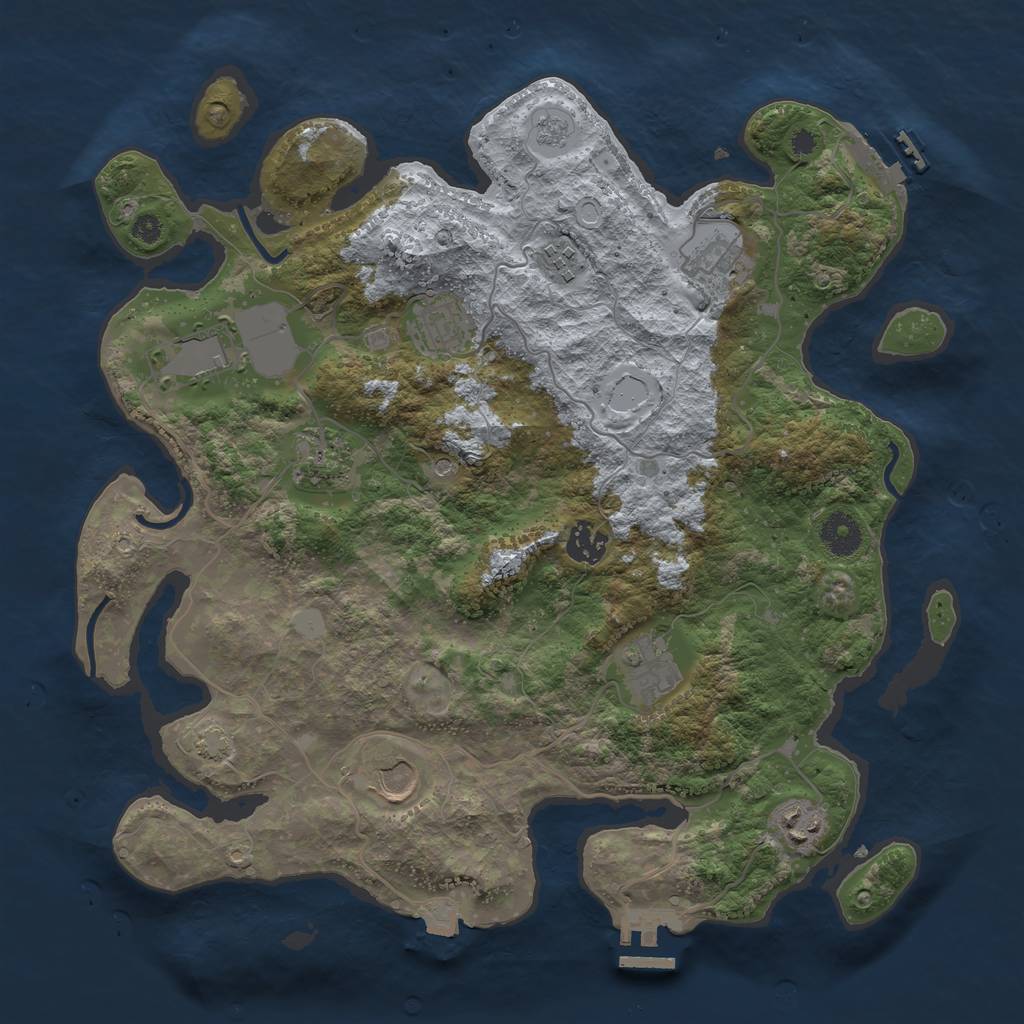 Rust Map: Procedural Map, Size: 3700, Seed: 4177740, 17 Monuments