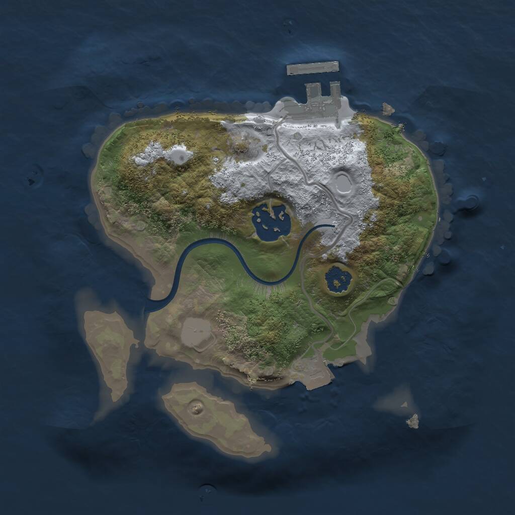Rust Map: Procedural Map, Size: 2000, Seed: 54366, 3 Monuments