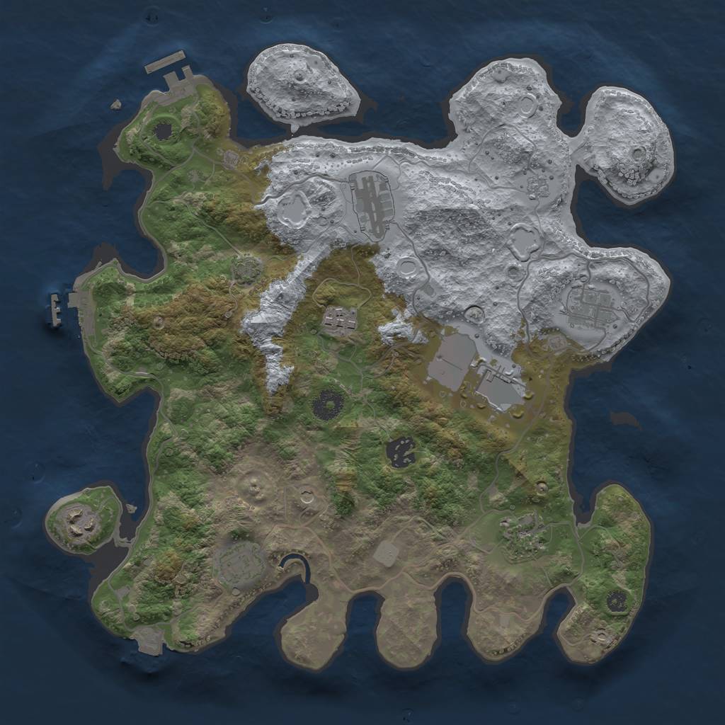 Rust Map: Procedural Map, Size: 3500, Seed: 1918119047, 16 Monuments