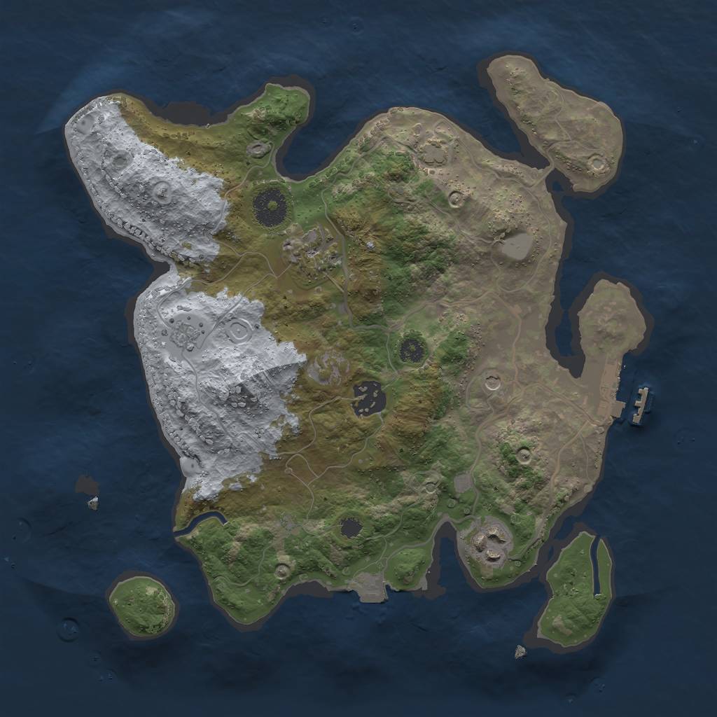 Rust Map: Procedural Map, Size: 3000, Seed: 5329, 10 Monuments