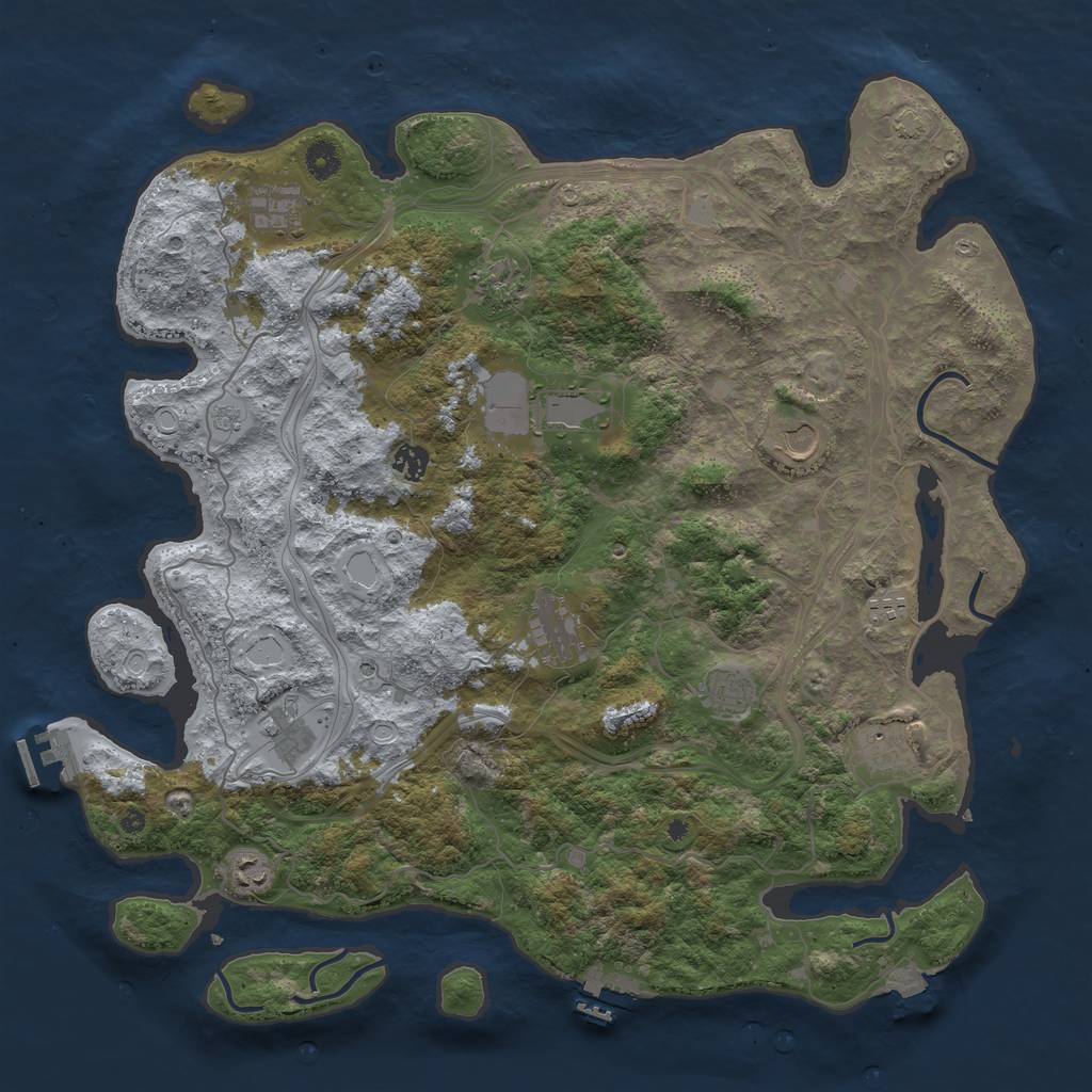 Rust Map: Procedural Map, Size: 4500, Seed: 2119827413, 19 Monuments