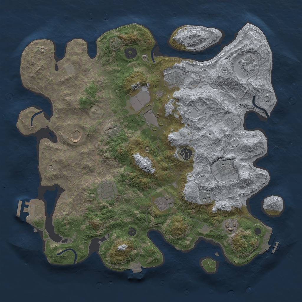 Rust Map: Procedural Map, Size: 3800, Seed: 1131329554, 18 Monuments