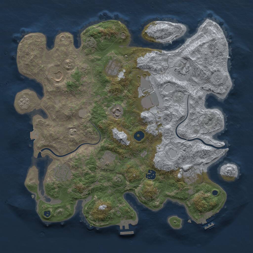 Rust Map: Procedural Map, Size: 3800, Seed: 1131329554, 16 Monuments