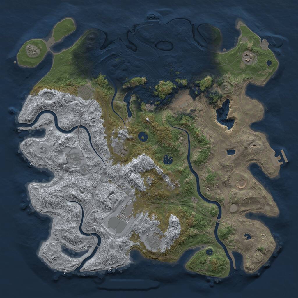 Rust Map: Procedural Map, Size: 4500, Seed: 467471731, 17 Monuments