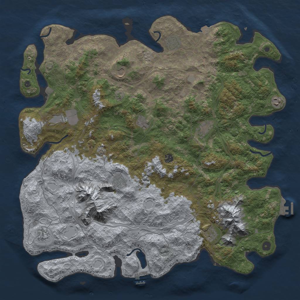 Rust Map: Procedural Map, Size: 5000, Seed: 75757, 19 Monuments