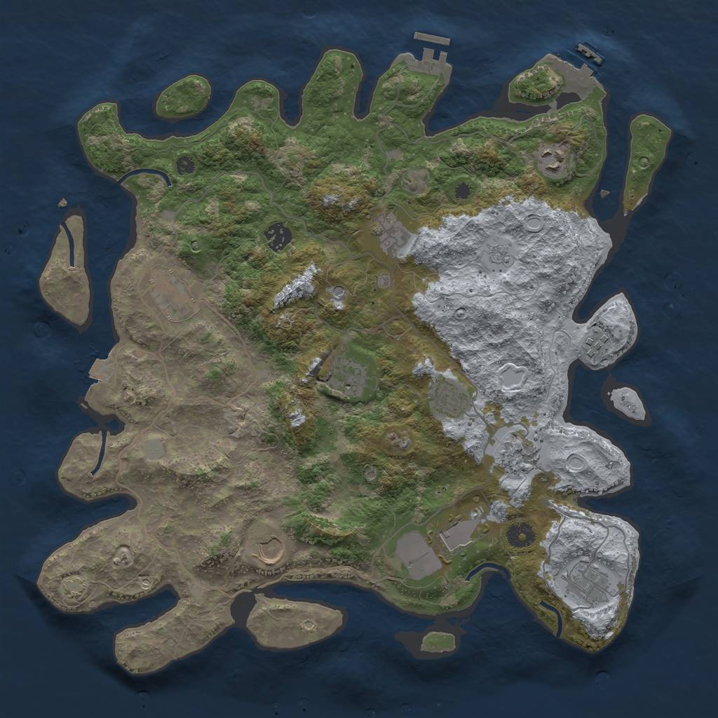 Rust Map: Procedural Map, Size: 4000, Seed: 1290944880, 19 Monuments