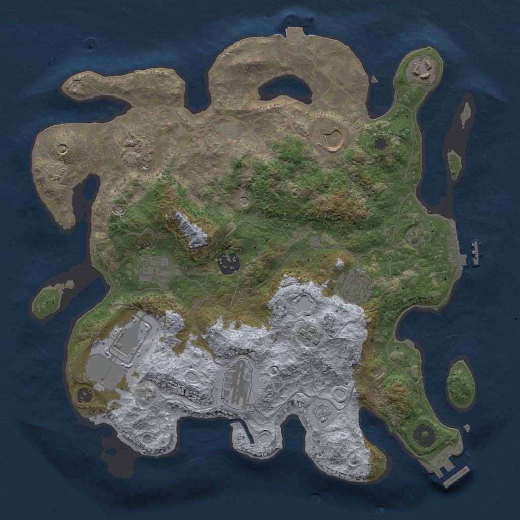 Rust Map: Procedural Map, Size: 3500, Seed: 1646877108, 17 Monuments