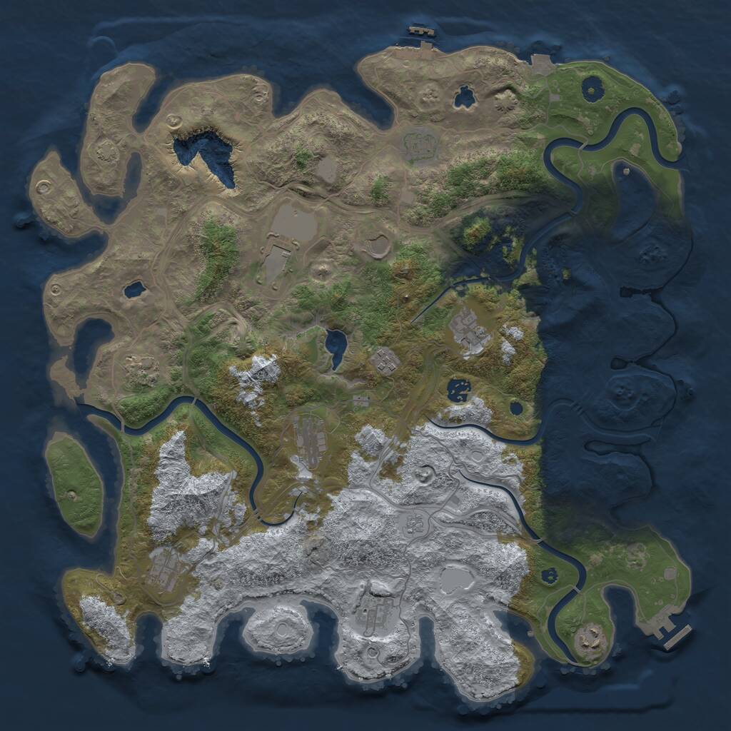 Rust Map: Procedural Map, Size: 4500, Seed: 812632, 17 Monuments