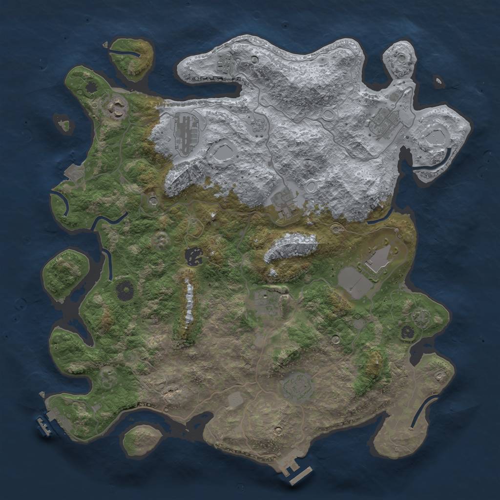 Rust Map: Procedural Map, Size: 3895, Seed: 13825, 17 Monuments