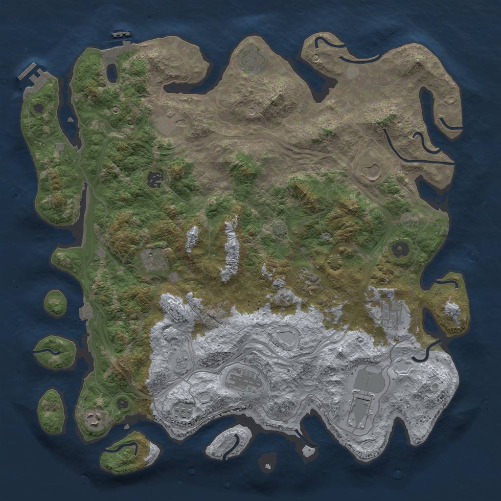 Rust Map: Procedural Map, Size: 4500, Seed: 558955, 19 Monuments