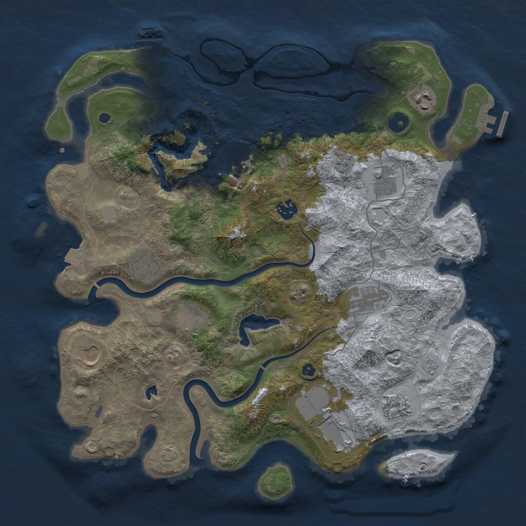 Rust Map: Procedural Map, Size: 4000, Seed: 685643002, 17 Monuments