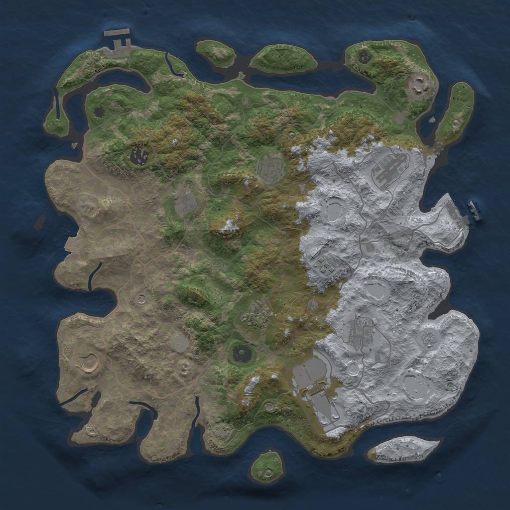 Rust Map: Procedural Map, Size: 4000, Seed: 685643002, 18 Monuments