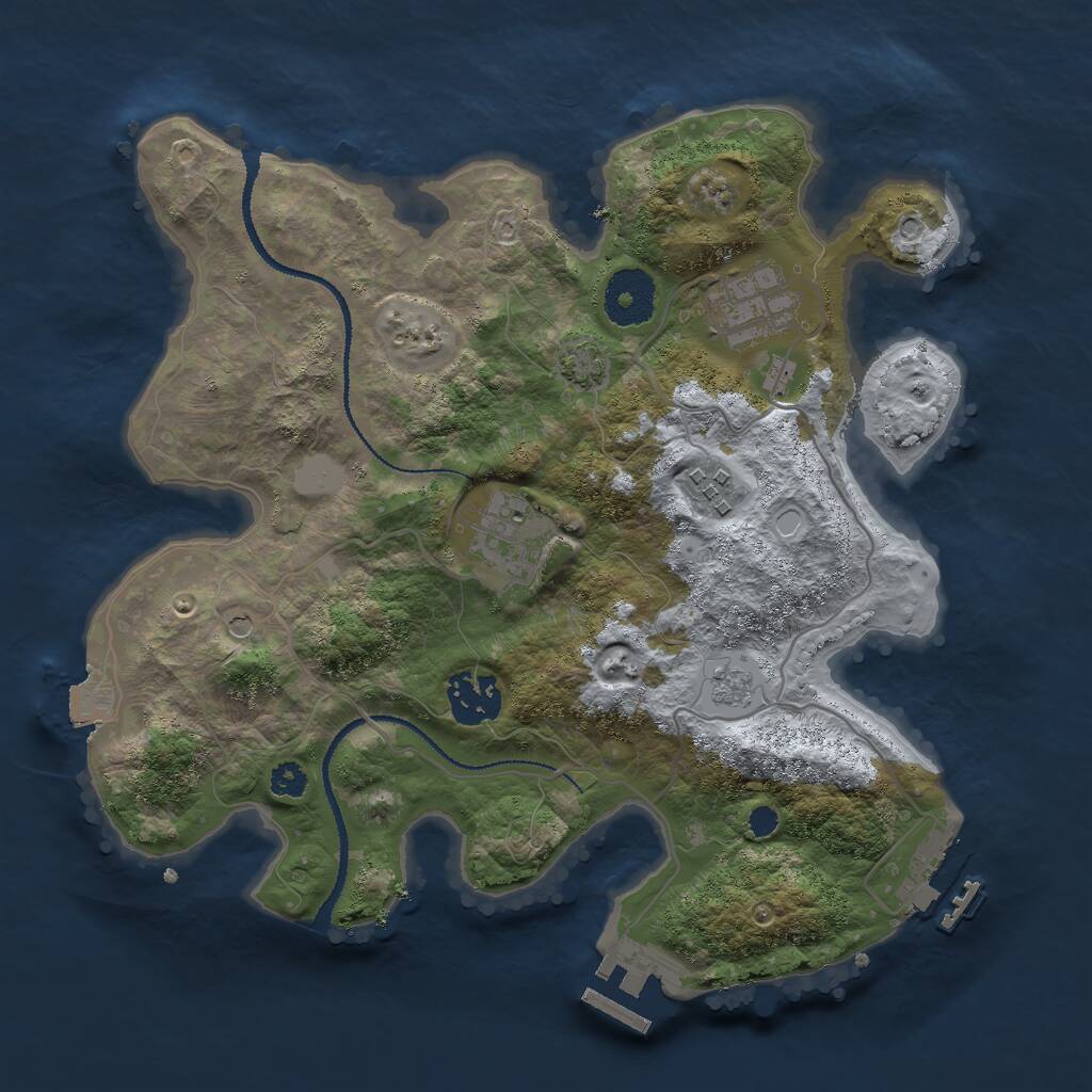 Rust Map: Procedural Map, Size: 3000, Seed: 1817183488, 10 Monuments