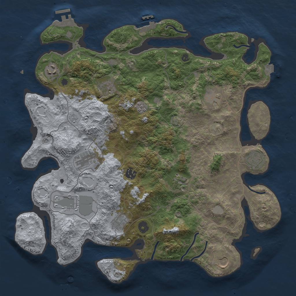 Rust Map: Procedural Map, Size: 4000, Seed: 8888111, 19 Monuments