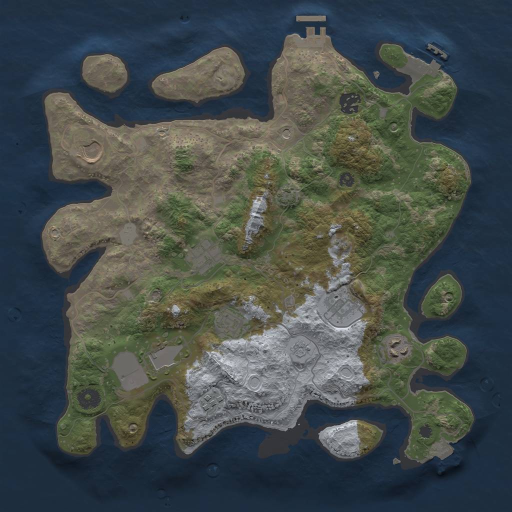 Rust Map: Procedural Map, Size: 3500, Seed: 675627521, 16 Monuments
