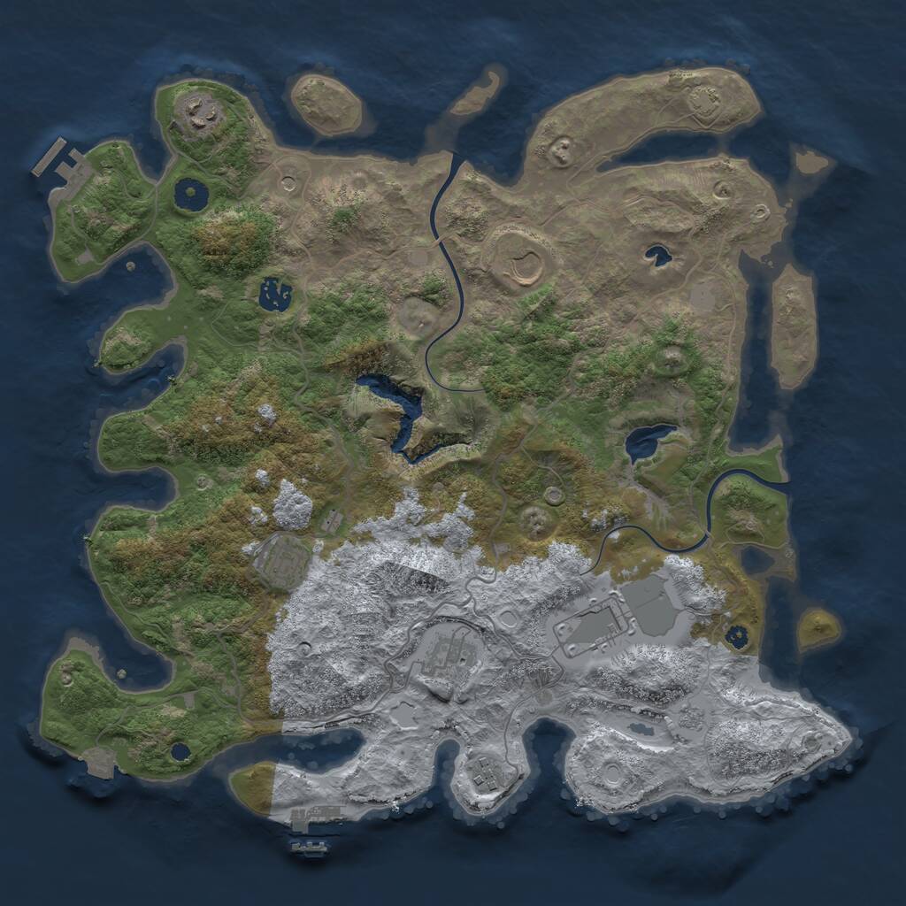 Rust Map: Procedural Map, Size: 4000, Seed: 1184391083, 13 Monuments