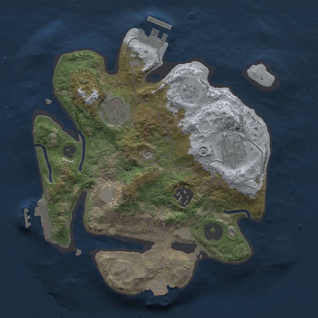 Rust Map: Procedural Map, Size: 2500, Seed: 942812514, 10 Monuments