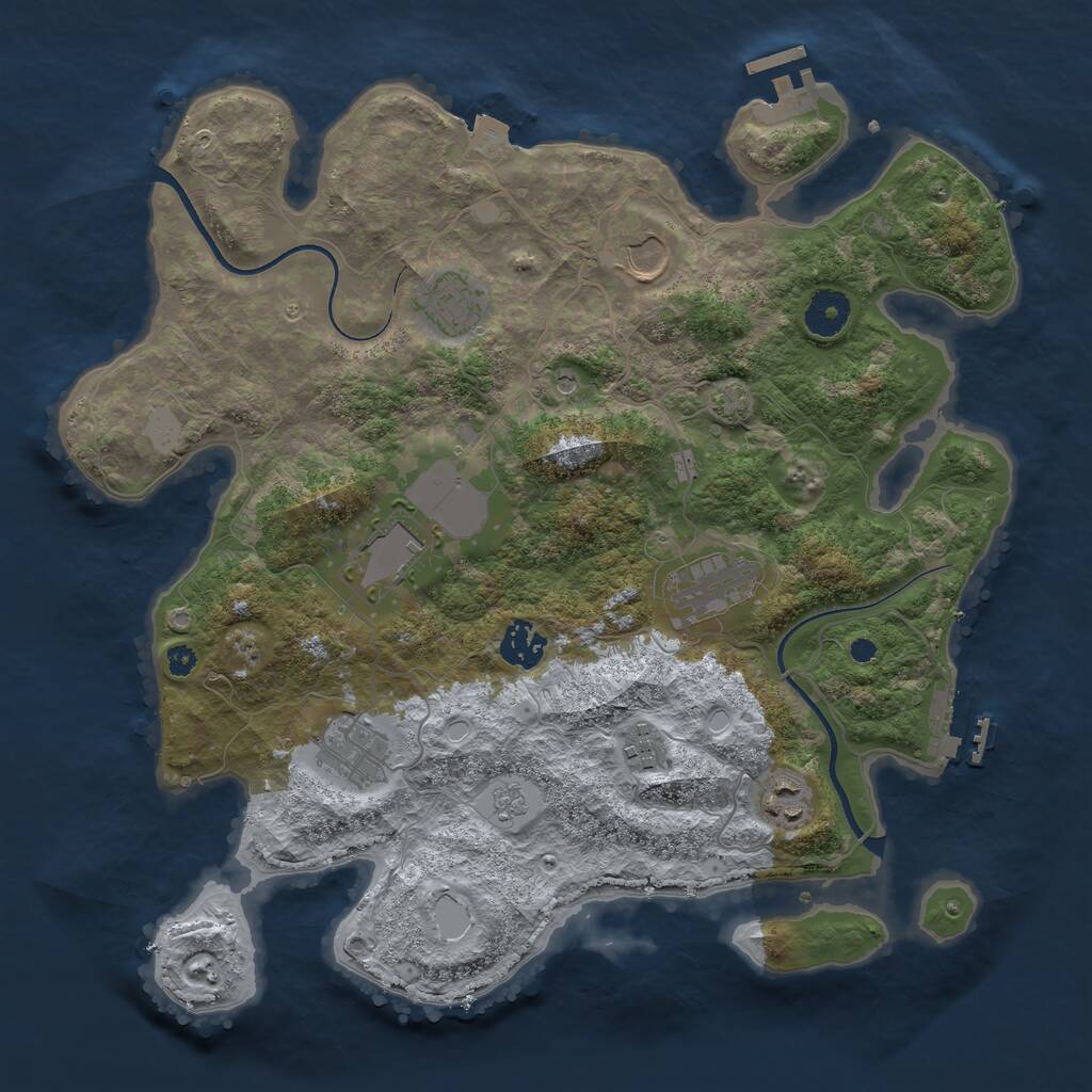 Rust Map: Procedural Map, Size: 3600, Seed: 521820281, 14 Monuments