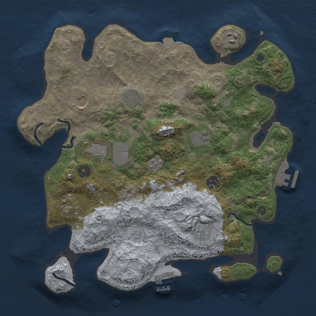 Rust Map: Procedural Map, Size: 3600, Seed: 521820281, 17 Monuments