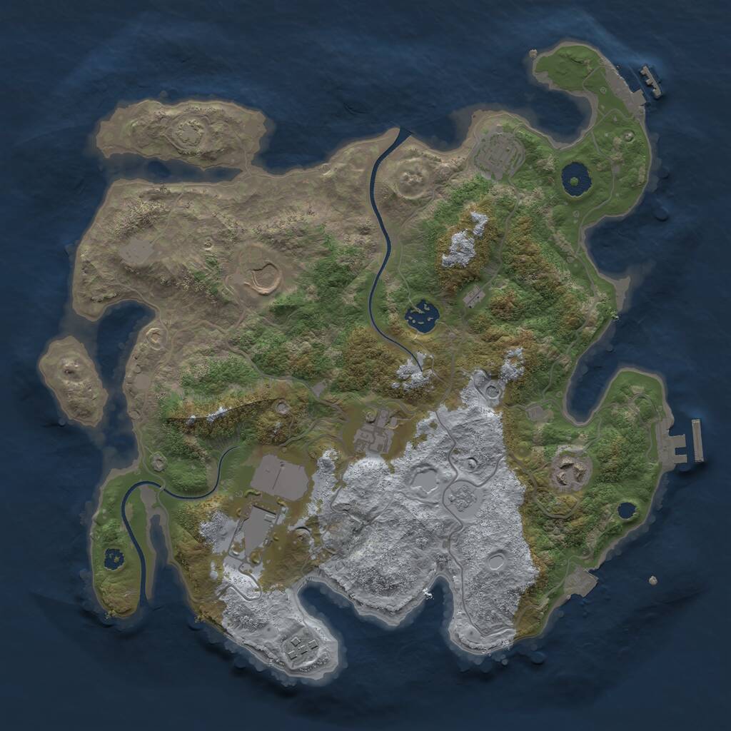 Rust Map: Procedural Map, Size: 3500, Seed: 1225037310, 13 Monuments