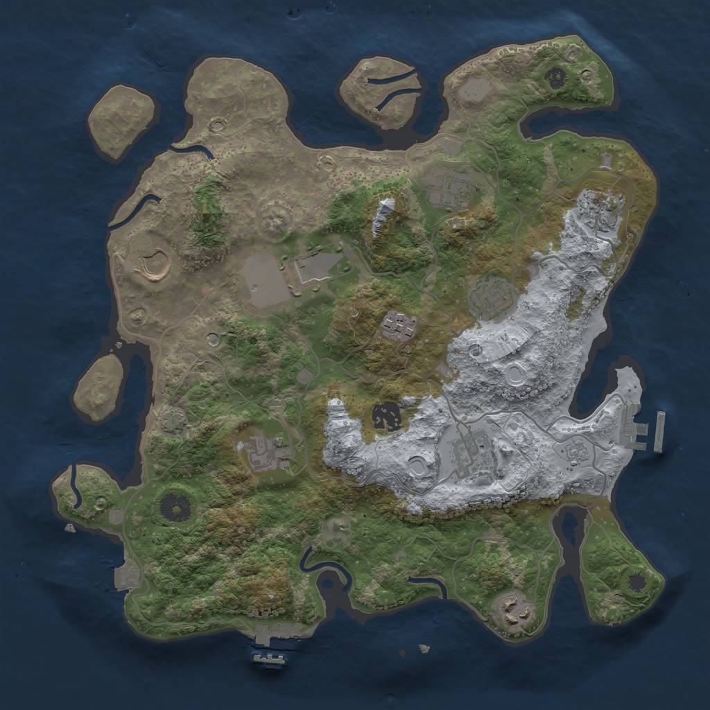 Rust Map: Procedural Map, Size: 3500, Seed: 889952171, 18 Monuments