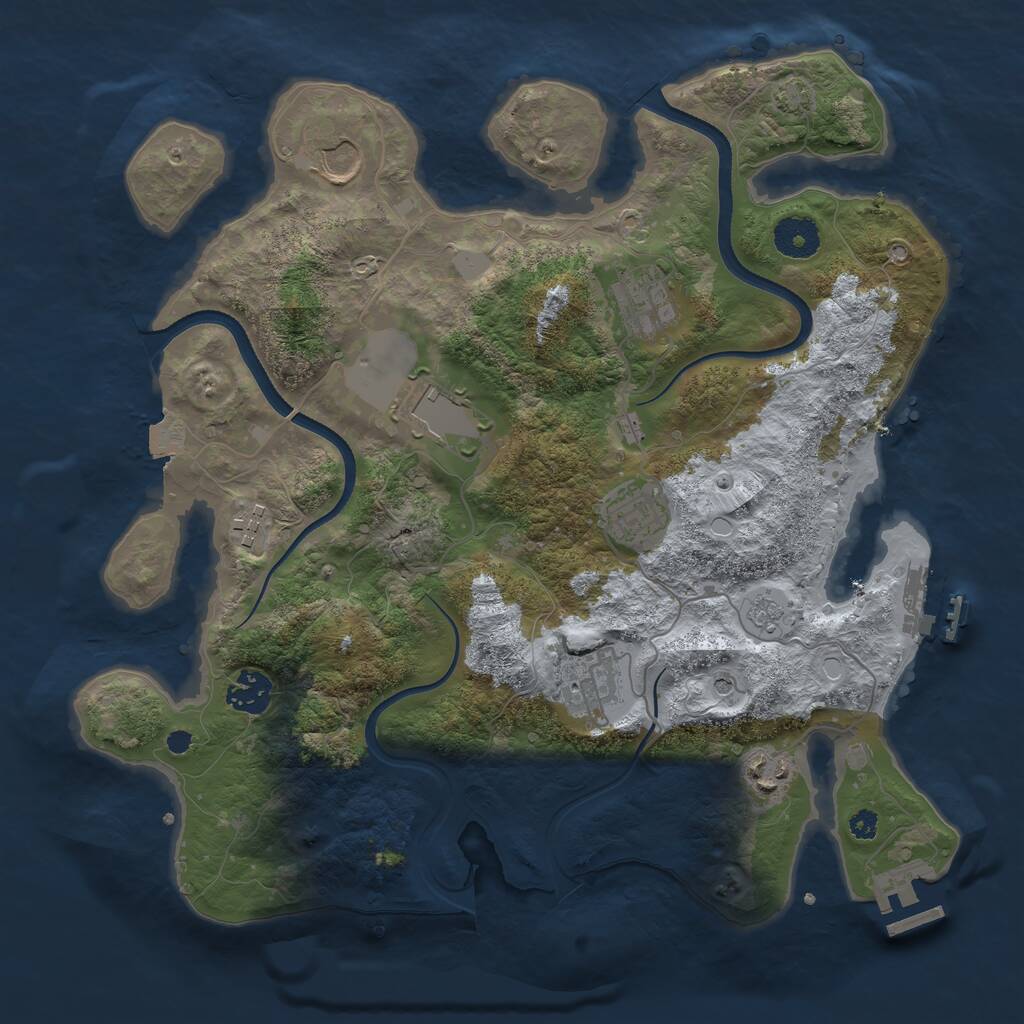 Rust Map: Procedural Map, Size: 3500, Seed: 889952171, 14 Monuments