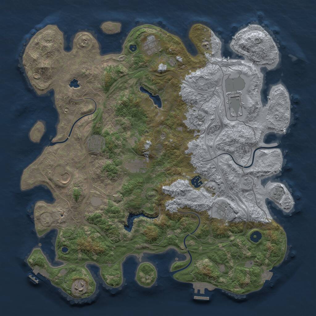 Rust Map: Procedural Map, Size: 4250, Seed: 27255, 16 Monuments