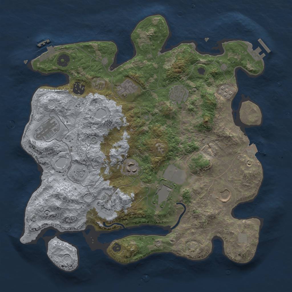 Rust Map: Procedural Map, Size: 3500, Seed: 124479480, 17 Monuments