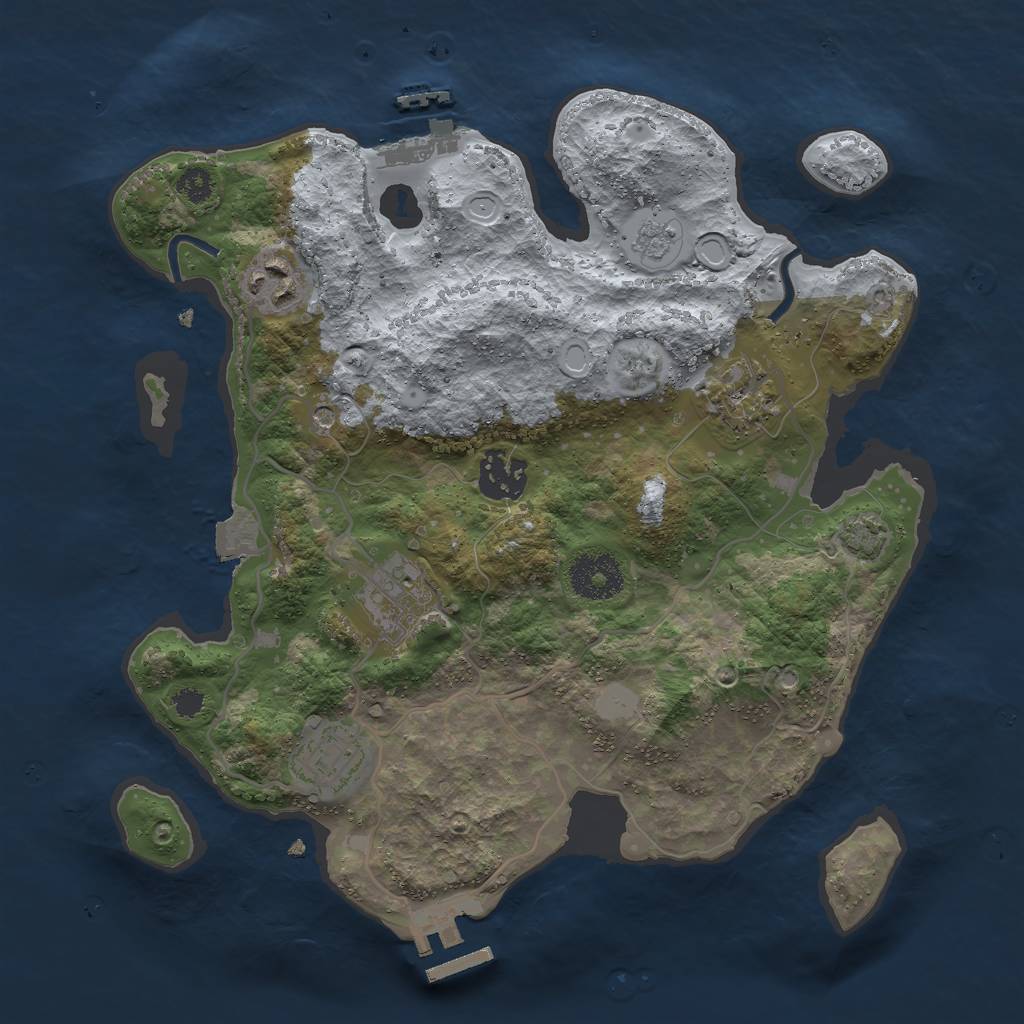 Rust Map: Procedural Map, Size: 3000, Seed: 69690, 13 Monuments